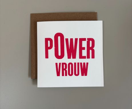Power vrouw kaart met felle roze tekst power vrouw