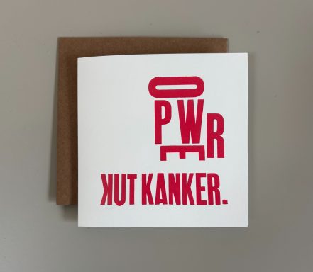 Power kut kanker Kaart met felroze tekst met power kut kanker